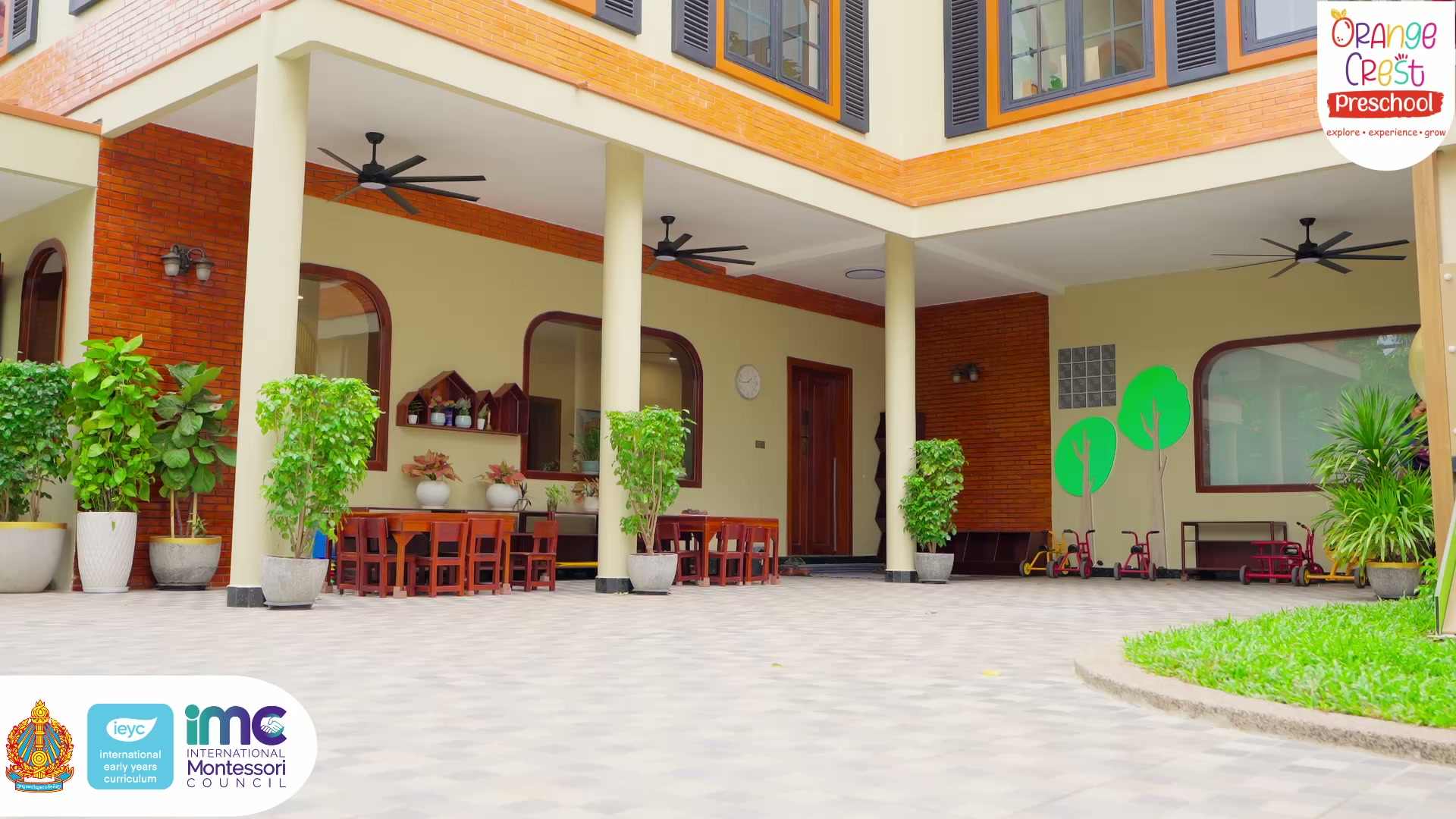 The renovated courtyard and classrooms at Orange Crest Preschool in Toul Kork, Phnom Penh