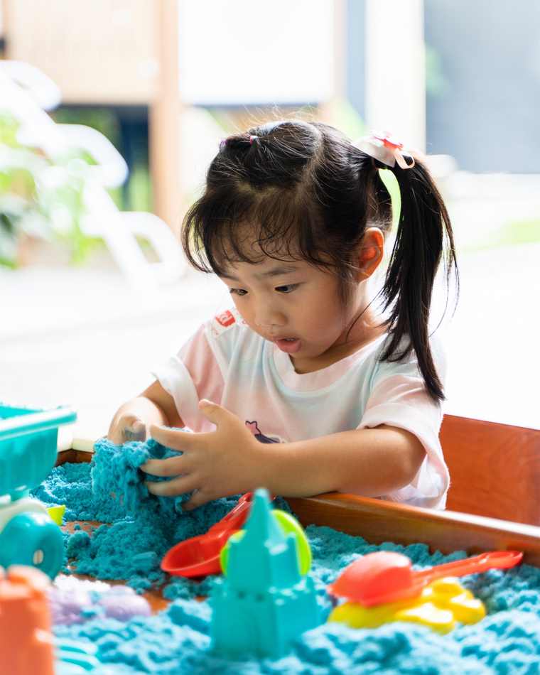 A child at work in the Panda Class at Orange Crest Preschool in Toul Kork