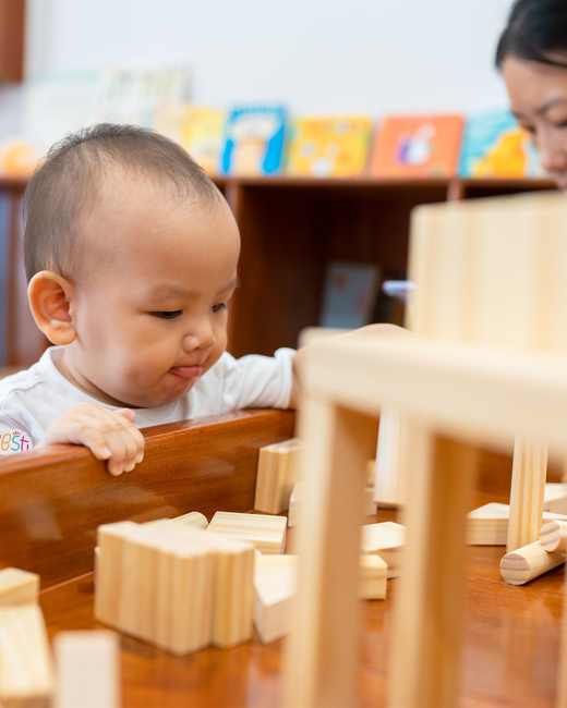A child at work in the Bunny Class at Orange Crest Preschool